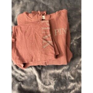 PINK Victoria Secret Large Mauve Matching Set Zip Up Hoodie And Bike Yoga Shorts